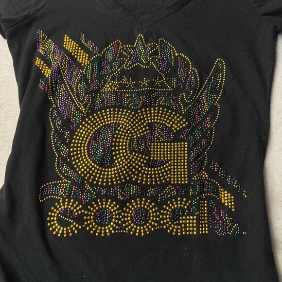 COOGI Women's T-Shirt Baby Tee Medium Gold Logo Spell Out Mcbling Y2K Vintage - Picture 2 of 6